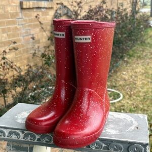 Hunter little girls Red Boots with White Dots